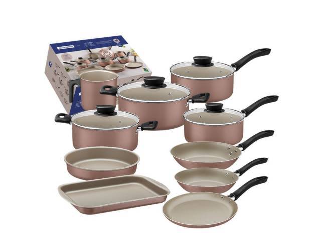 Batería de cocina Tramontina Linz Rosa 10 piezas - original