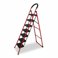 Escalera plegable hierro 6 escalones roja Vigore