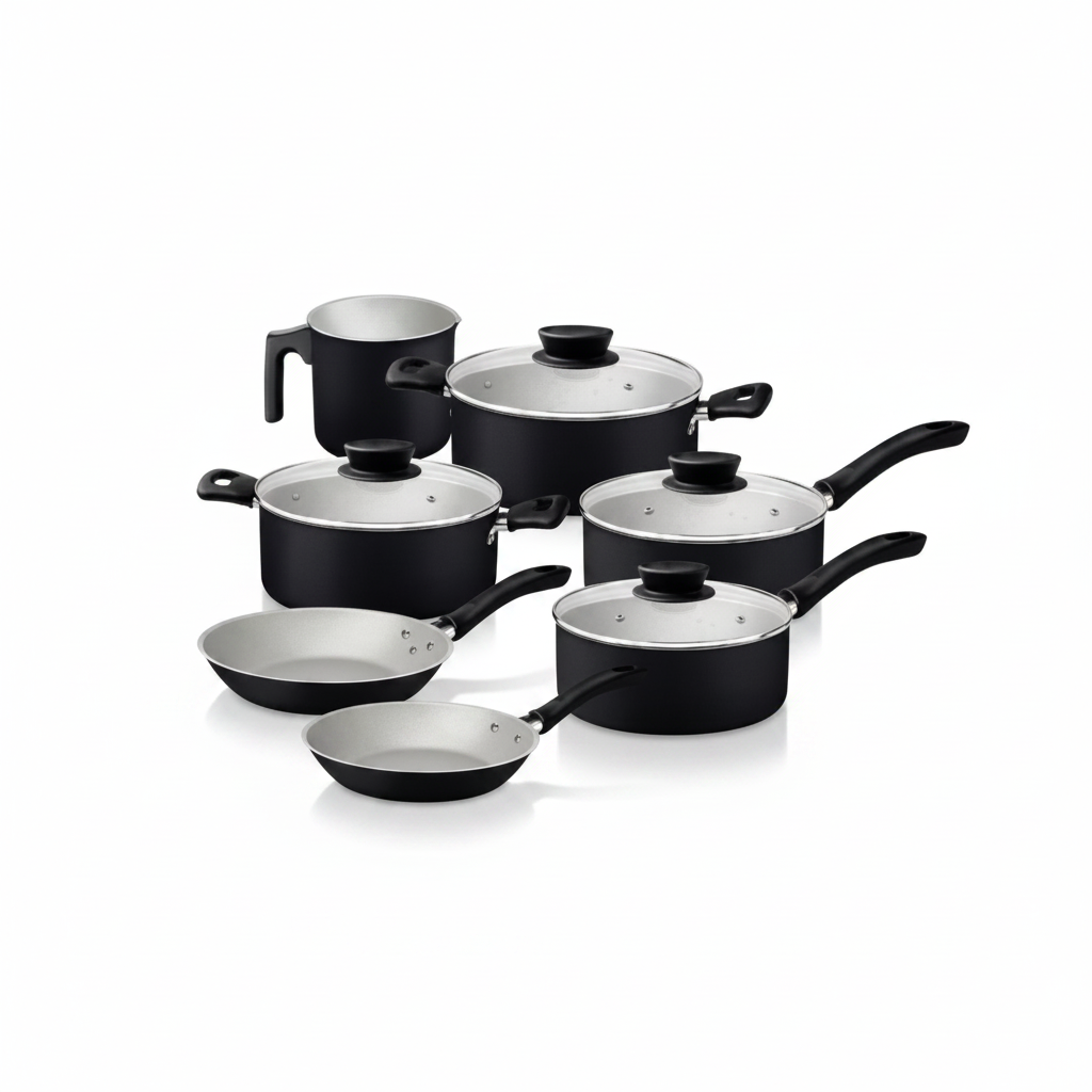 Batería de cocina Tramontina Linz Negro 7 piezas