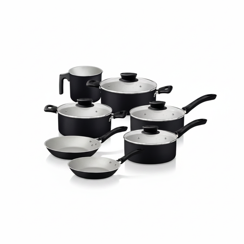 Batería de cocina Tramontina Linz Negro 7 piezas