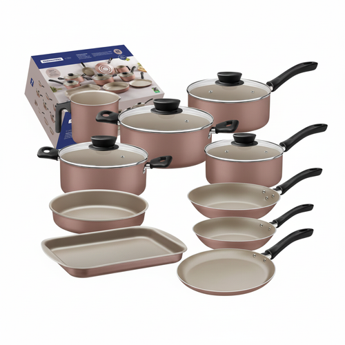 Batería de cocina Tramontina Linz Rosa 10 piezas