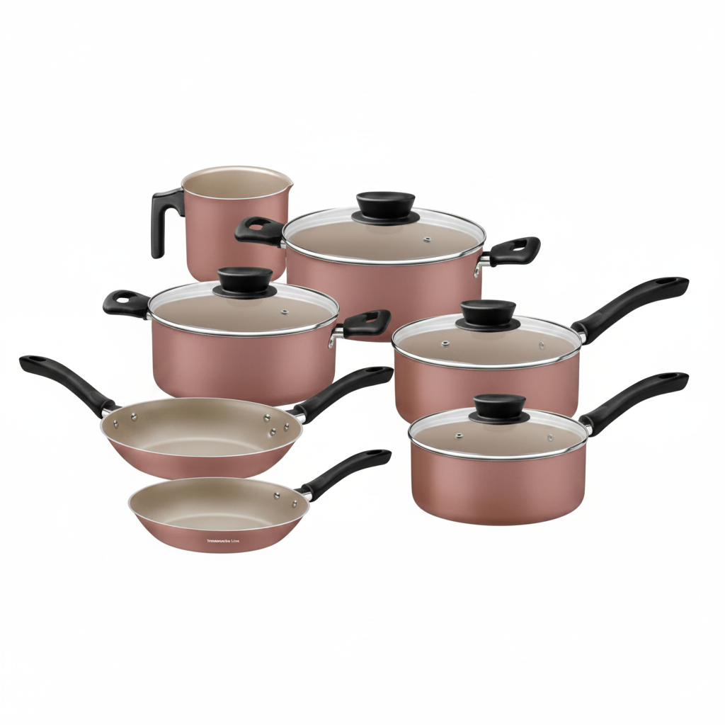Batería de cocina Tramontina Linz Rosa 7 piezas